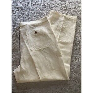 Cubavera L Mens White Linen Pants Summer Lightweight Hawaiian Beach G6